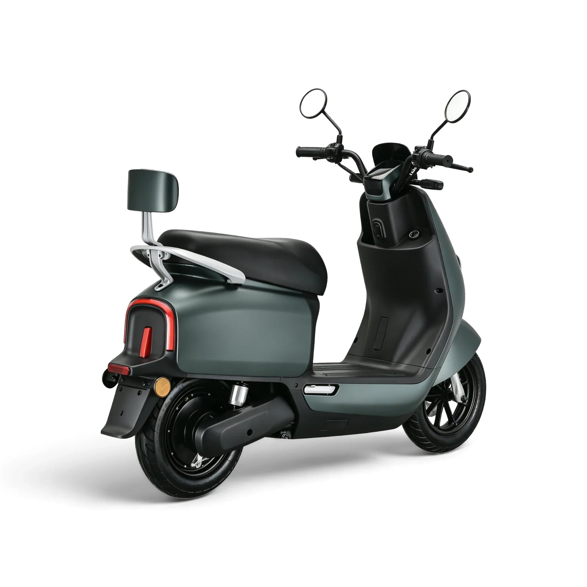 IVA E-GO S1 Matgroen van achteren met LED-achterlicht en rugsteun