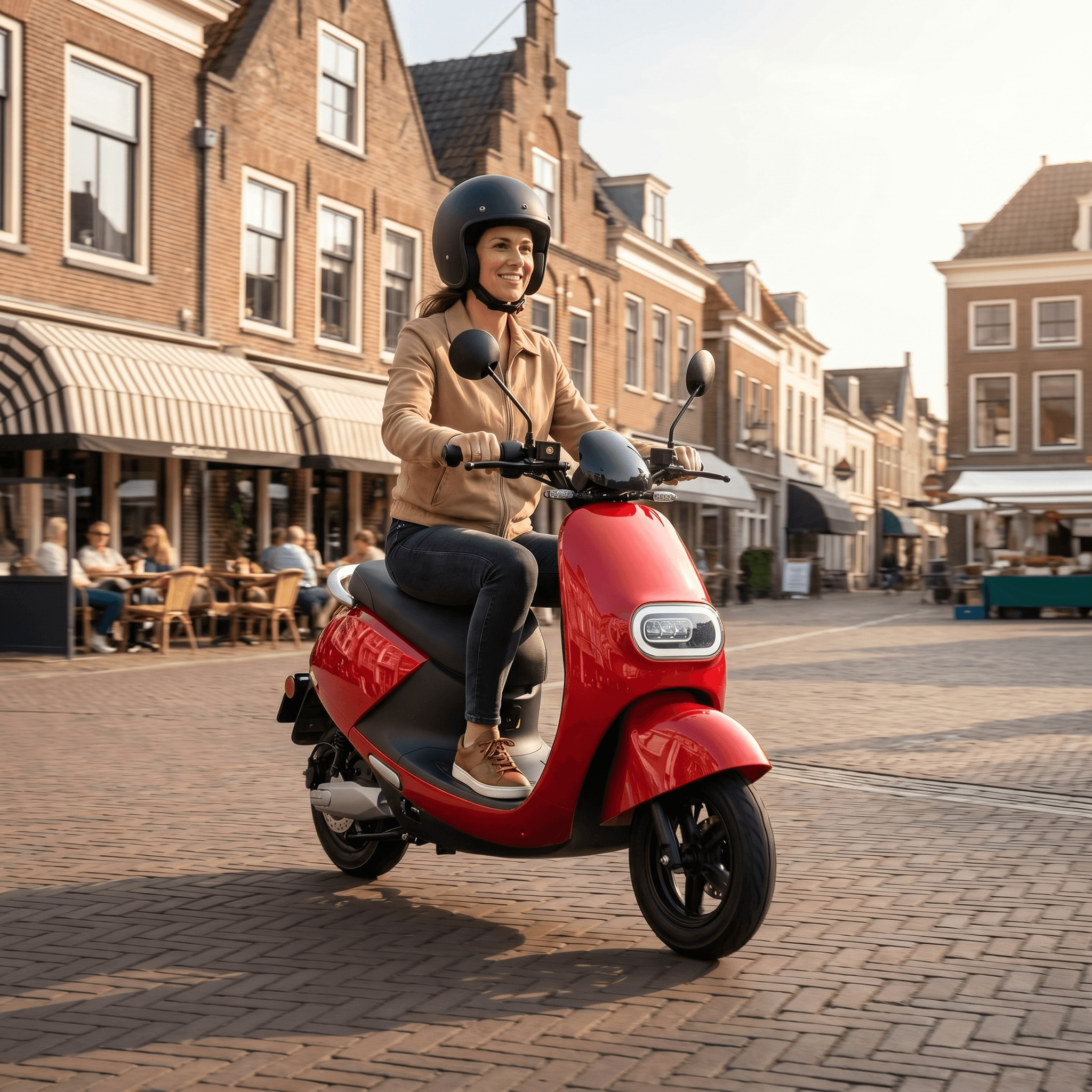 IVA E-GO S3 rode e-scooter met zwarte wielen en handvatten, klaar voor gebruik.