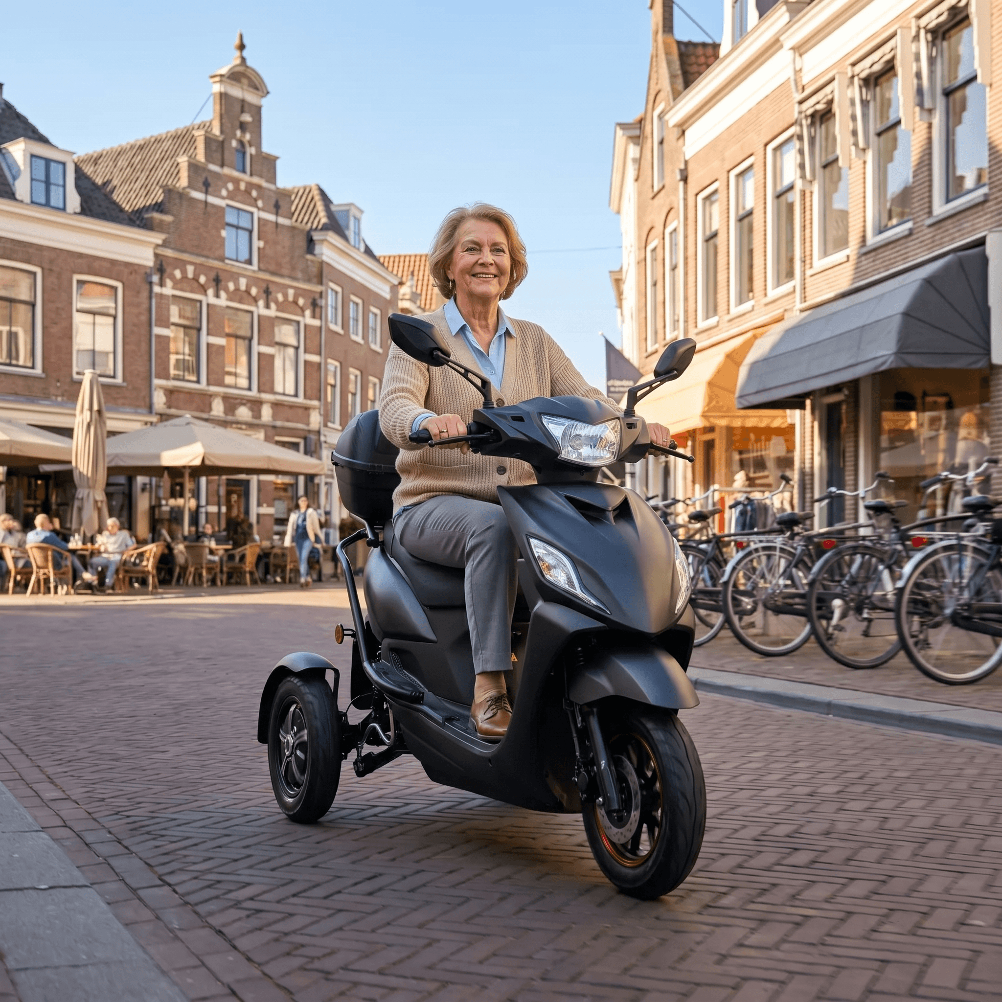 IVA T3 2.0 Sport scootmobiel met matgrijze bekleding, comfortabele zithouding en compacte ontwerp voor gemakkelijk gebruik.