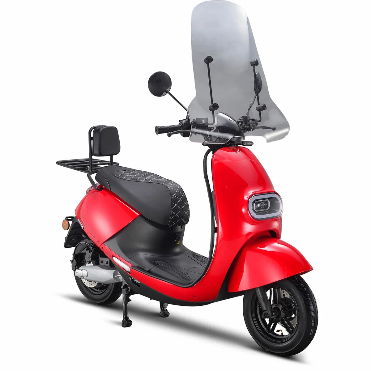 IVA E-GO S3 rood e-scooter met snelheidslimiet van 25 km/h, geschikt voor stadsvervoer en recreatief gebruik.