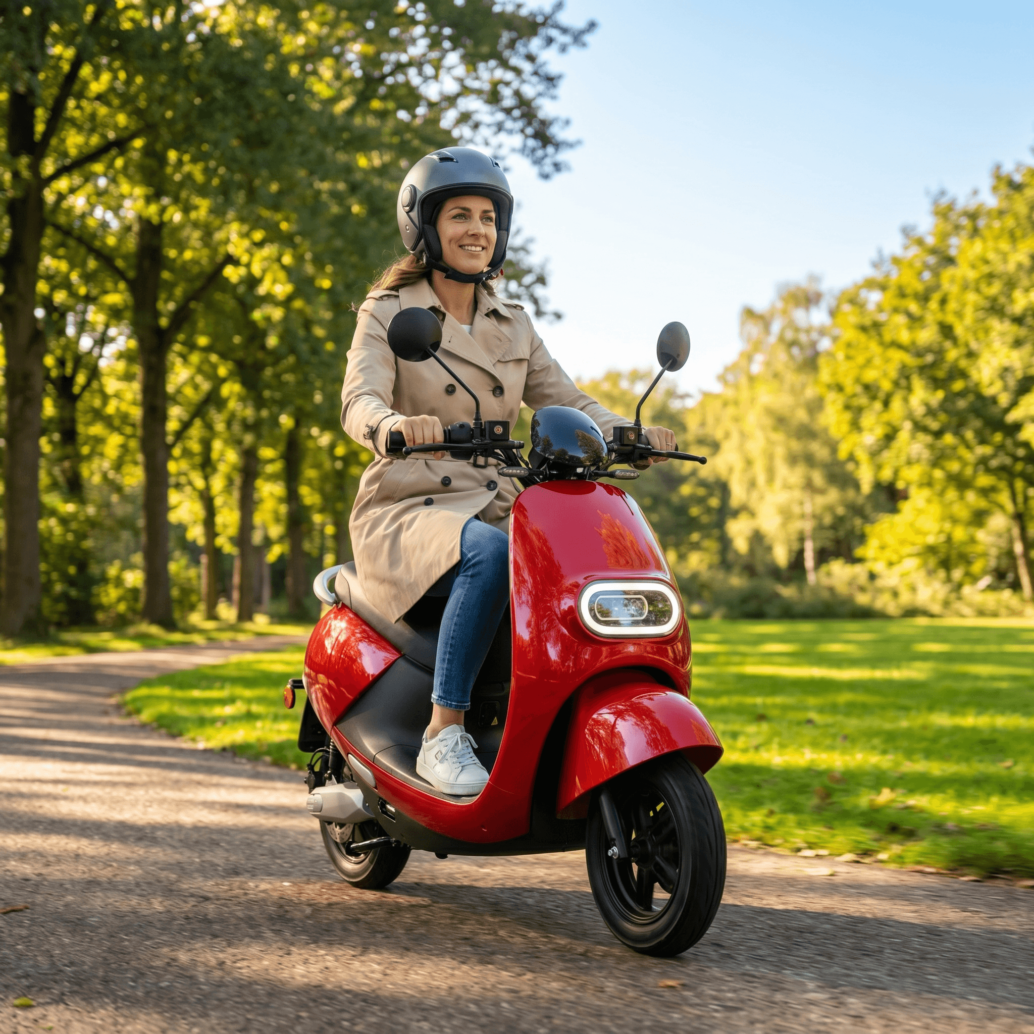 IVA E-GO S3 elektrische scooter in rood, compact en modern design, klaar voor stadsritten.