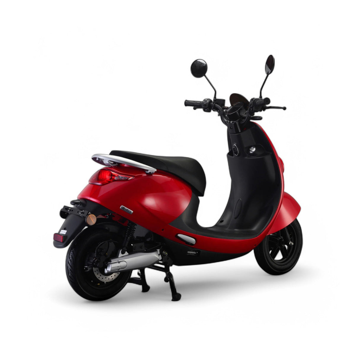 IVA E-GO S3 Rood elektrische scooter met 25 km/h snelheid, rood, compact design, geschikt voor stadsvervoer.